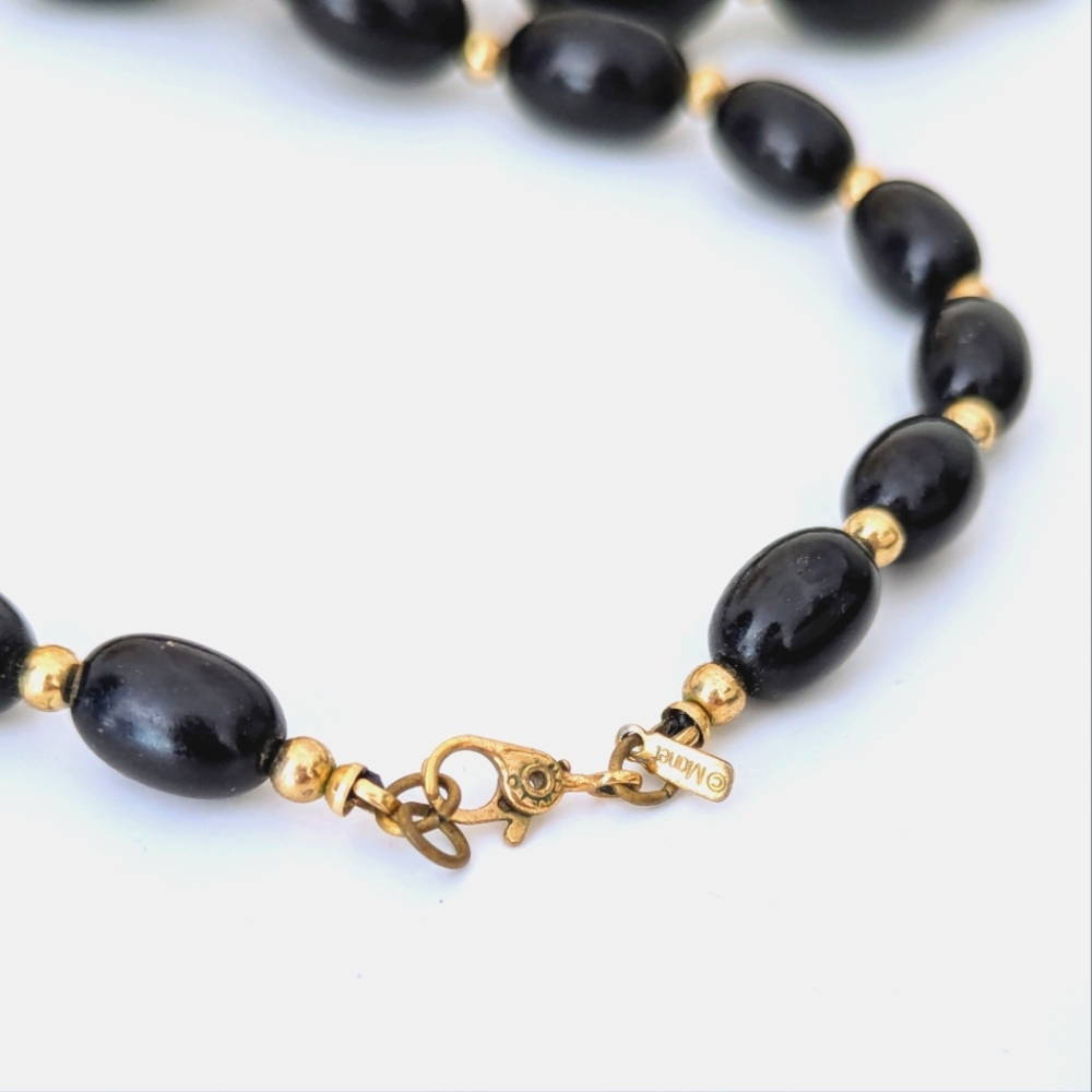 Vintage Black Beaded Monet Costume Necklace - Picture 3 of 3